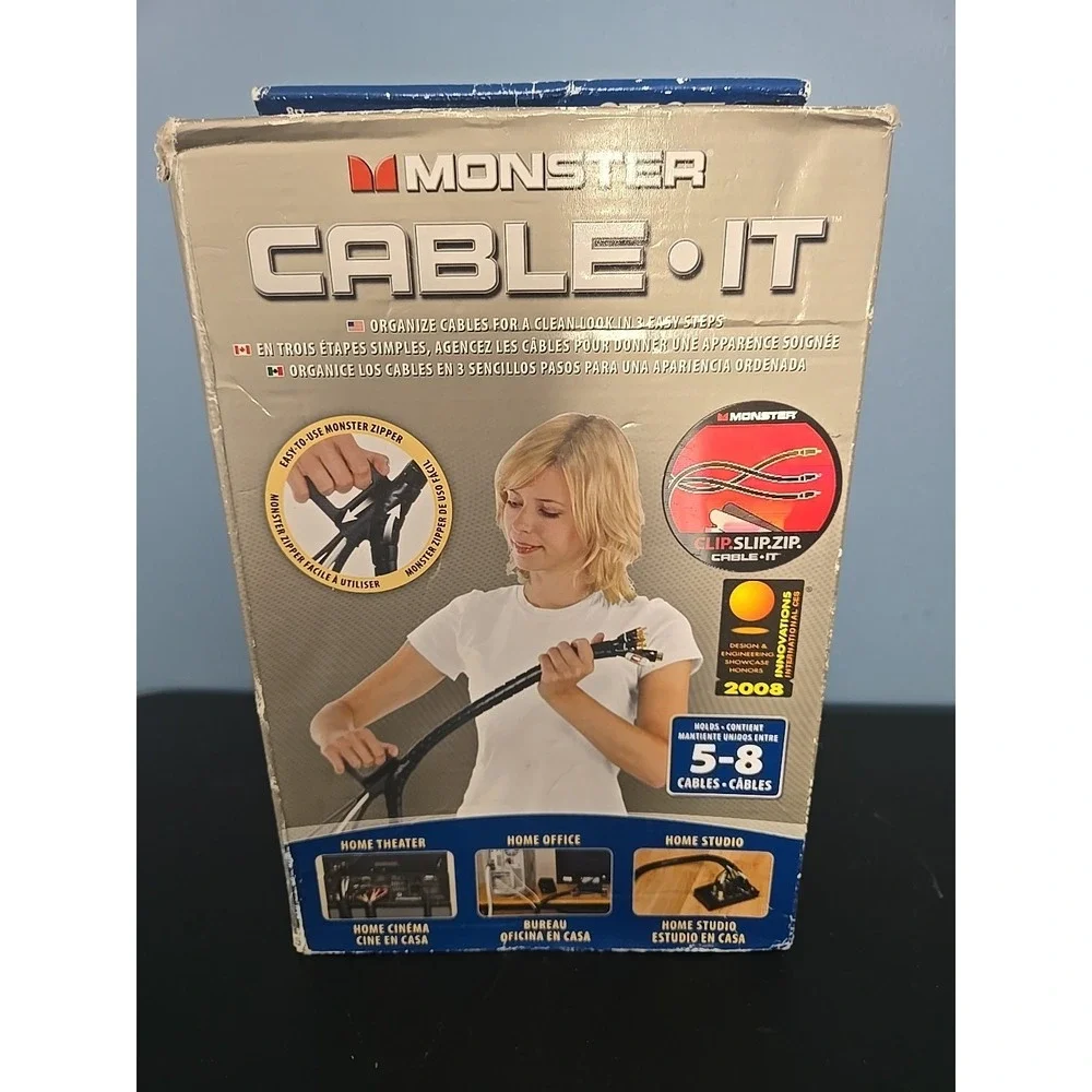 NEW Monster Cable 129703-00 8-Ft Cable-it CIT MBK-8 Black Cable Management Kit